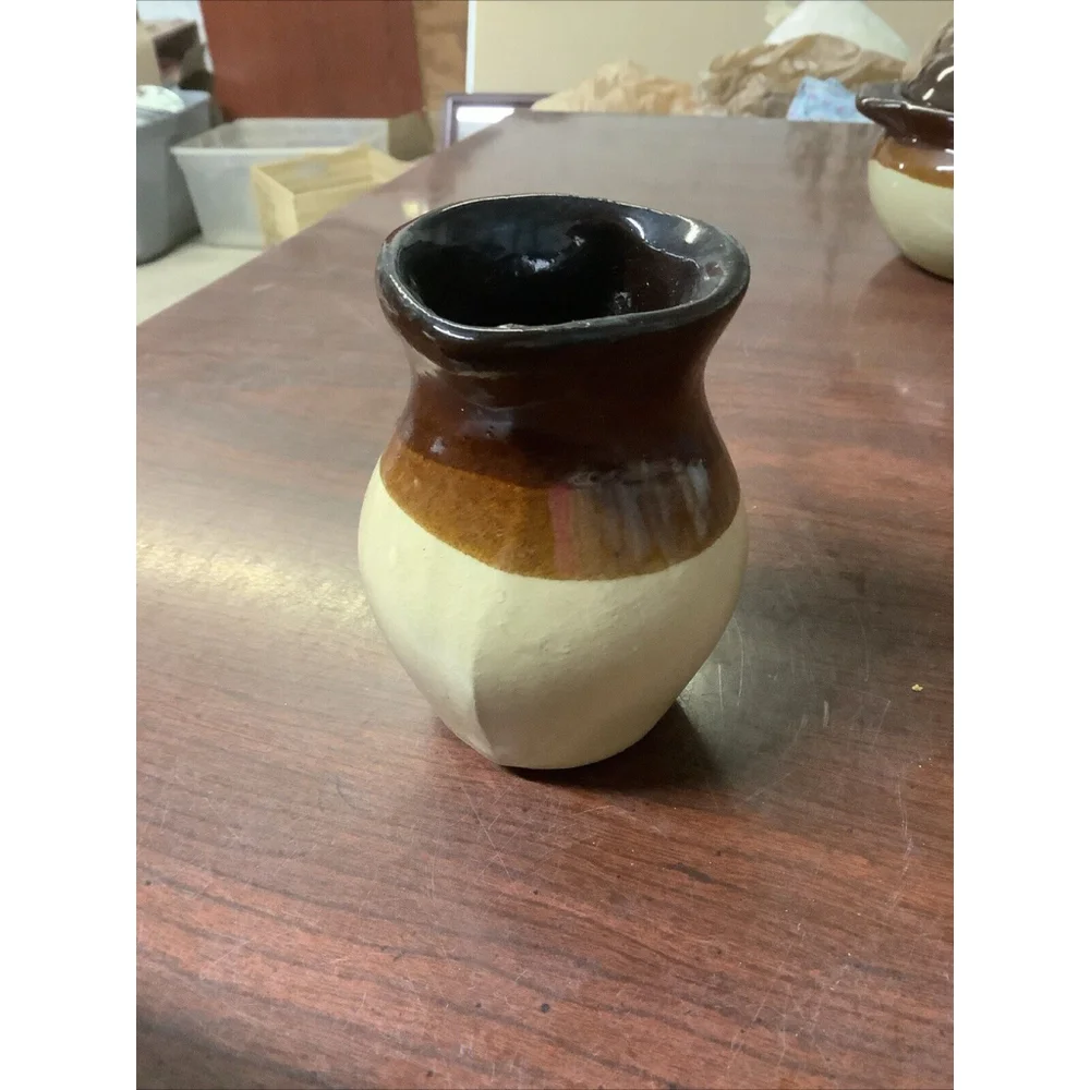 4 Ounce Syrup Pitcher Brown Glaze Pottery